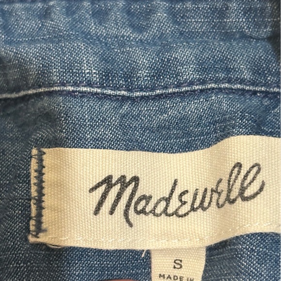 Madewell Dress Women's‎ Size Small Blue Chambray Short Sleeve Pocket Denim - Picture 5 of 6